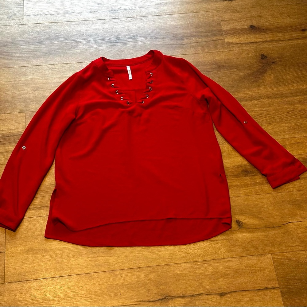 Women's Red Lace-Up Top